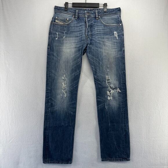 Diesel Jeans Mens 34 FIts 34x33 Regular Straight Whisker Faded Safado y2k Dark - Picture 1 of 14